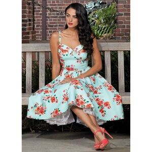 Stop Staring Marisol Swing Dress Size 18 Floral Colorful Sweetheart Rockabilly